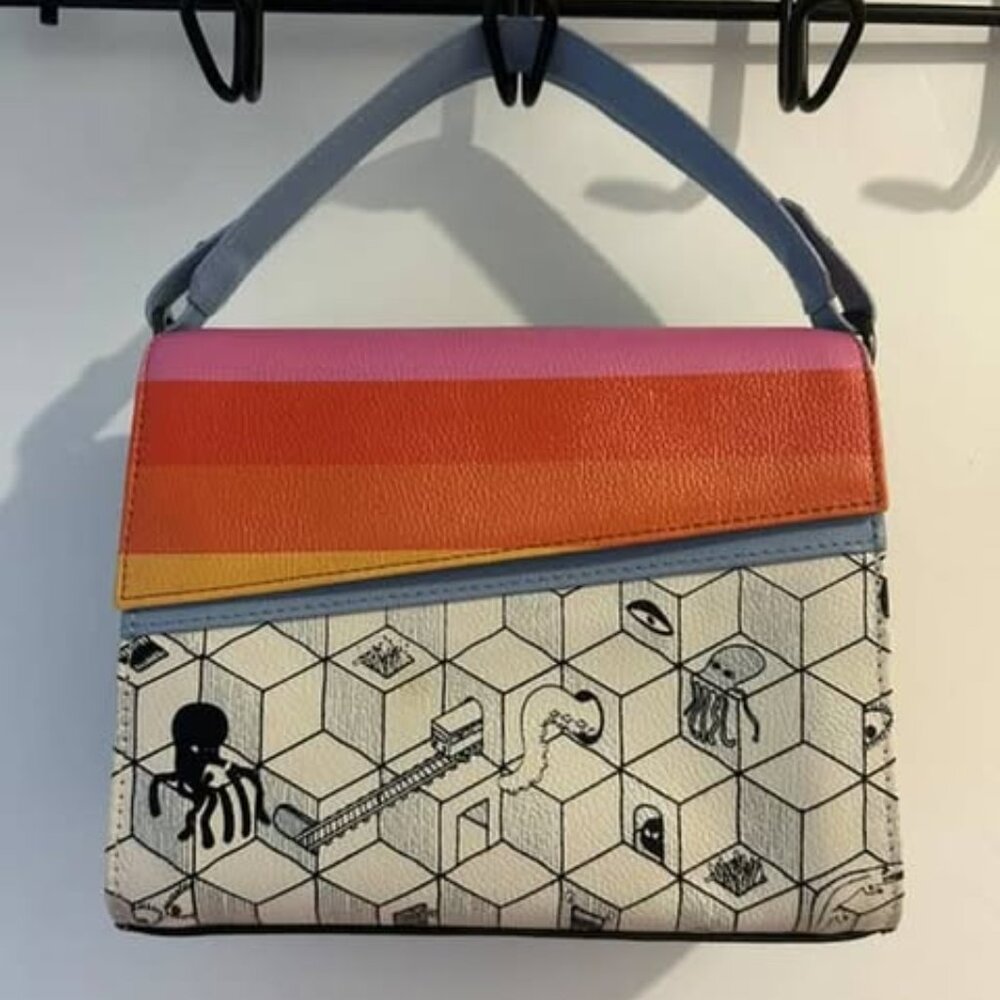 Min & Mon Anastasio Mini Handbag With Cubist Octopus and Rainbow Design